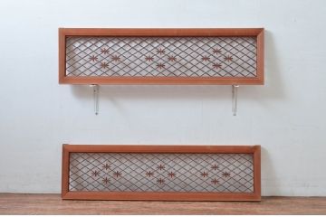 アンティーク建具　かわいらしい組子のデザインが魅力的な欄間2枚セット(らんま、明かり取り、明り取り)(R-081963)