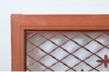 アンティーク建具　かわいらしい組子のデザインが魅力的な欄間2枚セット(らんま、明かり取り、明り取り)(R-081963)