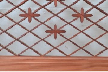 アンティーク建具　かわいらしい組子のデザインが魅力的な欄間2枚セット(らんま、明かり取り、明り取り)(R-081963)
