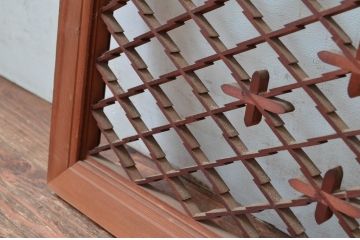 アンティーク建具　かわいらしい組子のデザインが魅力的な欄間2枚セット(らんま、明かり取り、明り取り)(R-081963)
