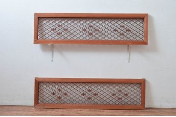 アンティーク建具　かわいらしい組子のデザインが魅力的な欄間2枚セット(らんま、明かり取り、明り取り)(R-081963)