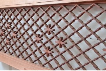 アンティーク建具　かわいらしい組子のデザインが魅力的な欄間2枚セット(らんま、明かり取り、明り取り)(R-081963)