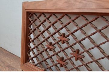 アンティーク建具　かわいらしい組子のデザインが魅力的な欄間2枚セット(らんま、明かり取り、明り取り)(R-081963)