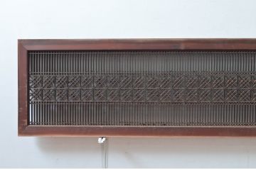 アンティーク建具　職人技が光る!和モダンなデザインが素敵な組子入り筬欄間2枚セット(オサランマ、おさらんま、明かり取り、明り取り)(R-081964)