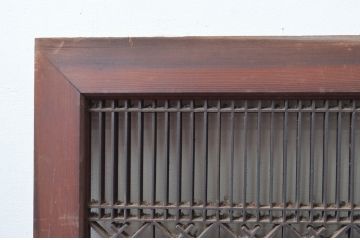 アンティーク建具　職人技が光る!和モダンなデザインが素敵な組子入り筬欄間2枚セット(オサランマ、おさらんま、明かり取り、明り取り)(R-081964)