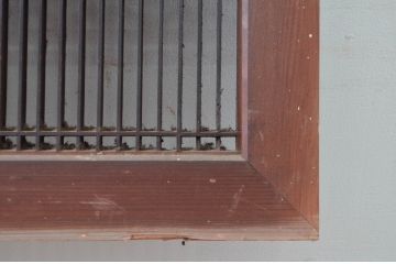 アンティーク建具　職人技が光る!和モダンなデザインが素敵な組子入り筬欄間2枚セット(オサランマ、おさらんま、明かり取り、明り取り)(R-081964)
