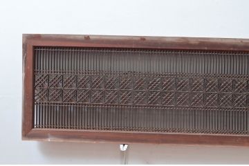 アンティーク建具　職人技が光る!和モダンなデザインが素敵な組子入り筬欄間2枚セット(オサランマ、おさらんま、明かり取り、明り取り)(R-081964)