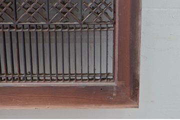 アンティーク建具　職人技が光る!和モダンなデザインが素敵な組子入り筬欄間2枚セット(オサランマ、おさらんま、明かり取り、明り取り)(R-081964)