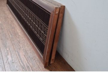 アンティーク建具　職人技が光る!和モダンなデザインが素敵な組子入り筬欄間2枚セット(オサランマ、おさらんま、明かり取り、明り取り)(R-081964)