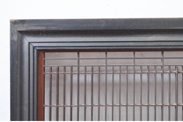 アンティーク建具　上手物!!　繊細な作りが魅力的な筬格子と凝った面取り框の欄間2枚(らんま、明り取り、明かり取り)(R-081966)