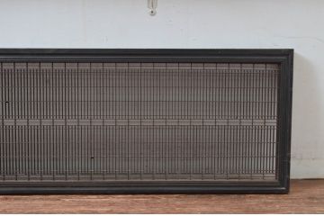 アンティーク建具　上手物!!　繊細な作りが魅力的な筬格子と凝った面取り框の欄間2枚(らんま、明り取り、明かり取り)(R-081966)