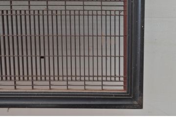 アンティーク建具　上手物!!　繊細な作りが魅力的な筬格子と凝った面取り框の欄間2枚(らんま、明り取り、明かり取り)(R-081966)