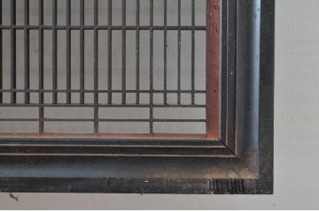 アンティーク建具　上手物!!　繊細な作りが魅力的な筬格子と凝った面取り框の欄間3枚(らんま、明り取り、明かり取り)(R-081967)