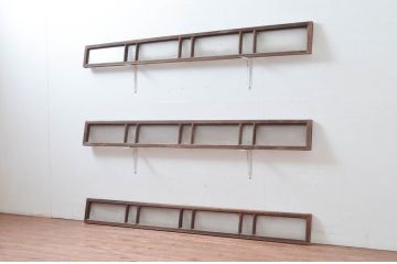 アンティーク建具　時代の流れを感じる古い木味が趣深い明り取り3枚セット(明かり取り)(R-081968)