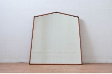 イギリスビンテージ　レトロ　五角形のフォルムが珍しいウォールミラー(五角型、姿見、壁掛け鏡、店舗什器、英国、ヴィンテージ)(R-081971)