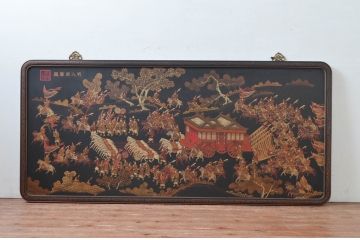 中国ビンテージ　美品　台湾　明人出警図　明時代に描かれた壮大な絵巻の一部をとらえた特大アート(壁掛け、絵画、美術品、ヴィンテージ)(R-081972)