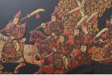 中国ビンテージ　美品　台湾　明人出警図　明時代に描かれた壮大な絵巻の一部をとらえた特大アート(壁掛け、絵画、美術品、ヴィンテージ)(R-081972)