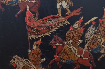中国ビンテージ　美品　台湾　明人出警図　明時代に描かれた壮大な絵巻の一部をとらえた特大アート(壁掛け、絵画、美術品、ヴィンテージ)(R-081972)