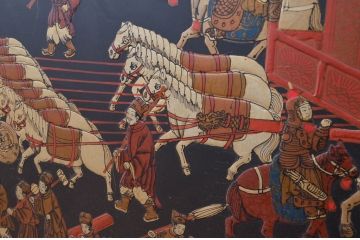 中国ビンテージ　美品　台湾　明人出警図　明時代に描かれた壮大な絵巻の一部をとらえた特大アート(壁掛け、絵画、美術品、ヴィンテージ)(R-081972)
