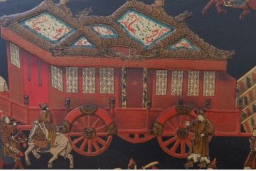 中国ビンテージ　美品　台湾　明人出警図　明時代に描かれた壮大な絵巻の一部をとらえた特大アート(壁掛け、絵画、美術品、ヴィンテージ)(R-081972)