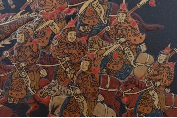 中国ビンテージ　美品　台湾　明人出警図　明時代に描かれた壮大な絵巻の一部をとらえた特大アート(壁掛け、絵画、美術品、ヴィンテージ)(R-081972)