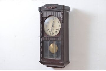 和製アンティーク　堀田時計店　TRADE MARK(トレードマーク)　N.H.T　CROWN CLOCK　クラシカルな佇まいが魅力の振り子時計(掛け時計、古時計、柱時計)(R-081976)