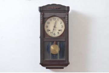 和製アンティーク　堀田時計店　TRADE MARK(トレードマーク)　N.H.T　CROWN CLOCK　クラシカルな佇まいが魅力の振り子時計(掛け時計、古時計、柱時計)(R-081976)