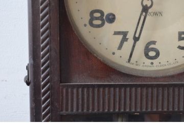 和製アンティーク　堀田時計店　TRADE MARK(トレードマーク)　N.H.T　CROWN CLOCK　クラシカルな佇まいが魅力の振り子時計(掛け時計、古時計、柱時計)(R-081976)