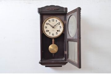 和製アンティーク　堀田時計店　TRADE MARK(トレードマーク)　N.H.T　CROWN CLOCK　クラシカルな佇まいが魅力の振り子時計(掛け時計、古時計、柱時計)(R-081976)