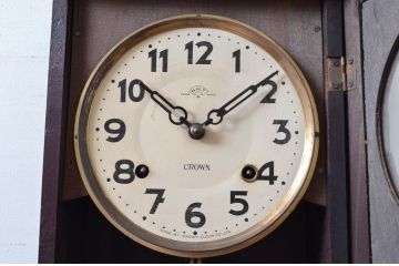 和製アンティーク　堀田時計店　TRADE MARK(トレードマーク)　N.H.T　CROWN CLOCK　クラシカルな佇まいが魅力の振り子時計(掛け時計、古時計、柱時計)(R-081976)