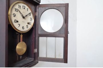 和製アンティーク　堀田時計店　TRADE MARK(トレードマーク)　N.H.T　CROWN CLOCK　クラシカルな佇まいが魅力の振り子時計(掛け時計、古時計、柱時計)(R-081976)