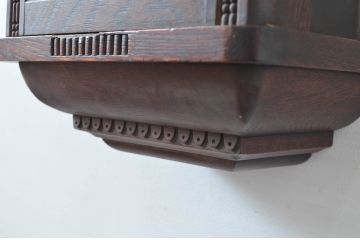 アンティーク時計　精工舎(SEIKOSHA、セイコー)　TRADE(S)MARK　クォーツ式　彫刻の意匠が素敵な掛け時計(柱時計、古時計)(R-081980)