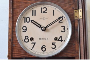 和製ビンテージ　精工舎(SEIKO、セイコー)　TRADE(S)MARK　落ち着いた佇まいの掛け時計(振り子時計、古時計、柱時計、ヴィンテージ)(R-081983)