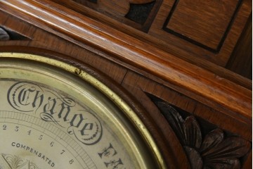 フランスアンティーク　クラシカルな彫刻入りアネロイド気圧計　(R-081985)