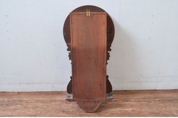 和製アンティーク　木彫り　「ひまわり型」　彫刻がクラシカルな雰囲気を高める掛け時計(ひまわり時計、振り子時計、柱時計、古時計)(R-081988)
