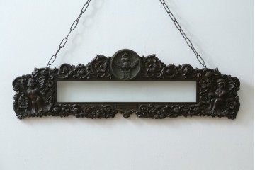 和製アンティーク　森永エンゼルストア　木彫り　昭和レトロな空間演出におすすめの彫刻看板　(R-081993)