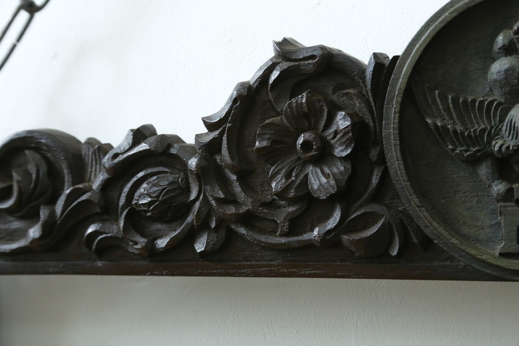 和製アンティーク　森永エンゼルストア　木彫り　昭和レトロな空間演出におすすめの彫刻看板　(R-081993)