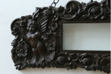 和製アンティーク　森永エンゼルストア　木彫り　昭和レトロな空間演出におすすめの彫刻看板　(R-081993)