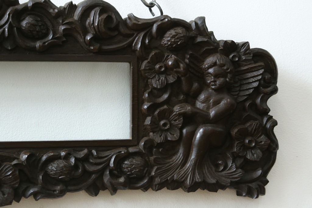 和製アンティーク　森永エンゼルストア　木彫り　昭和レトロな空間演出におすすめの彫刻看板　(R-081993)