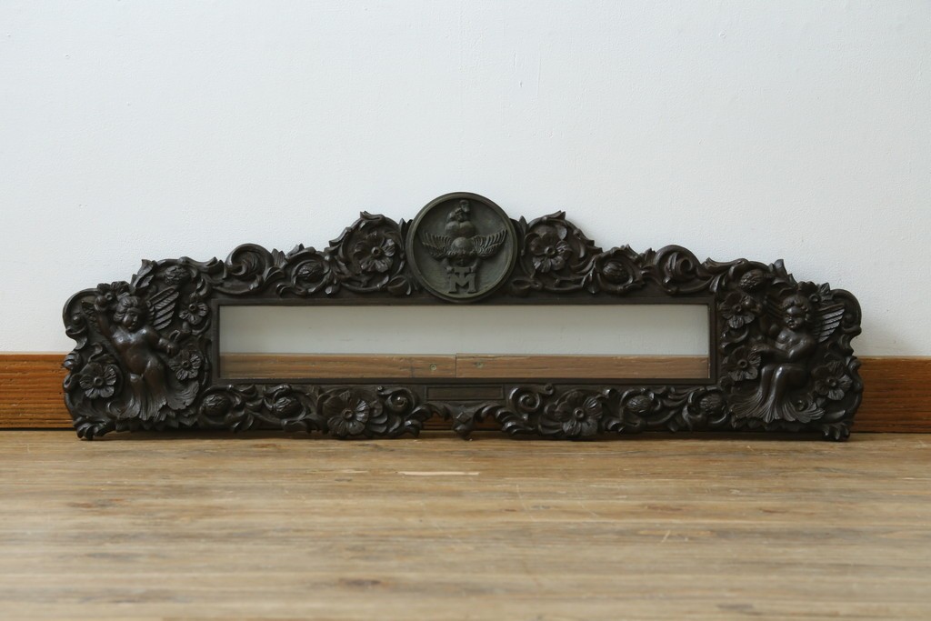 和製アンティーク　森永エンゼルストア　木彫り　昭和レトロな空間演出におすすめの彫刻看板　(R-081993)