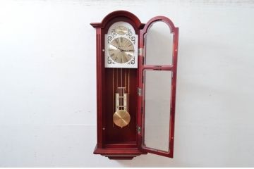 中古　BULOVA(ブローバ)　Bulova Tatianna Wall Chimes Clock(タチアナチャイムウォールクロック)　C3381　色味の美しいグランドファーザークロック(柱時計、掛け時計、古時計、振り子時計)(R-081994)