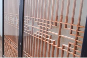 アンティーク建具　両面ガラス　上質な和の空間を演出する組子入り書院戸4枚セット(ガラス戸、引き戸)(R-081995)