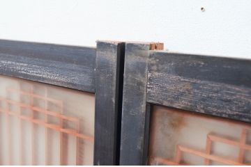アンティーク建具　両面ガラス　上質な和の空間を演出する組子入り書院戸4枚セット(ガラス戸、引き戸)(R-081995)