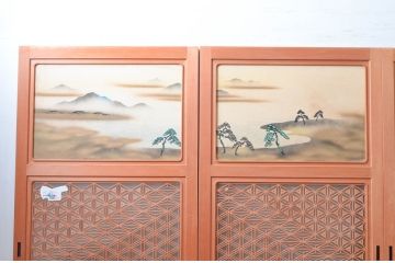 中古　美品　和の趣あふれる組子入りガラス帯戸4枚セット(引き戸、建具)(R-081996)