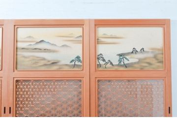 中古　美品　和の趣あふれる組子入りガラス帯戸4枚セット(引き戸、建具)(R-081996)