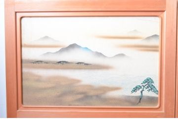 中古　美品　和の趣あふれる組子入りガラス帯戸4枚セット(引き戸、建具)(R-081996)