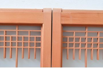 ビンテージ建具　片面ガラス　上質な和の空間を演出してくれる彫刻と組子の書院戸4枚セット(ガラス戸、引き戸、ヴィンテージ)(R-081997)
