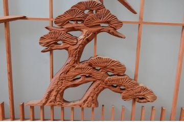 ビンテージ建具　片面ガラス　上質な和の空間を演出してくれる彫刻と組子の書院戸4枚セット(ガラス戸、引き戸、ヴィンテージ)(R-081997)