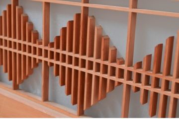 ビンテージ建具　片面ガラス　上質な和の空間を演出してくれる彫刻と組子の書院戸4枚セット(ガラス戸、引き戸、ヴィンテージ)(R-081997)