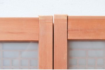 ビンテージ建具　片面ガラス　上質な和の空間を演出してくれる彫刻と組子の書院戸4枚セット(ガラス戸、引き戸、ヴィンテージ)(R-081997)